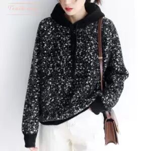 Touch Miss Women’s Japanese Loose Knitted Fuzzy Hooded Sweater